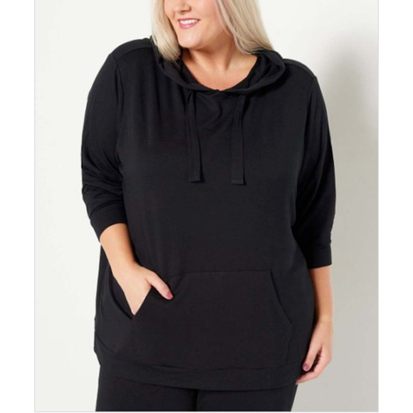 ALL WORTHY HUNTER MCGRADY NEW $61 Solid French Terry Hoodie Solid Black XS - Picture 2 of 3